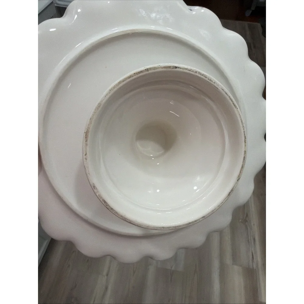 Williams Sonoma White Ceramic Round Glossy Cake Stands Set of 2 Made in Italy